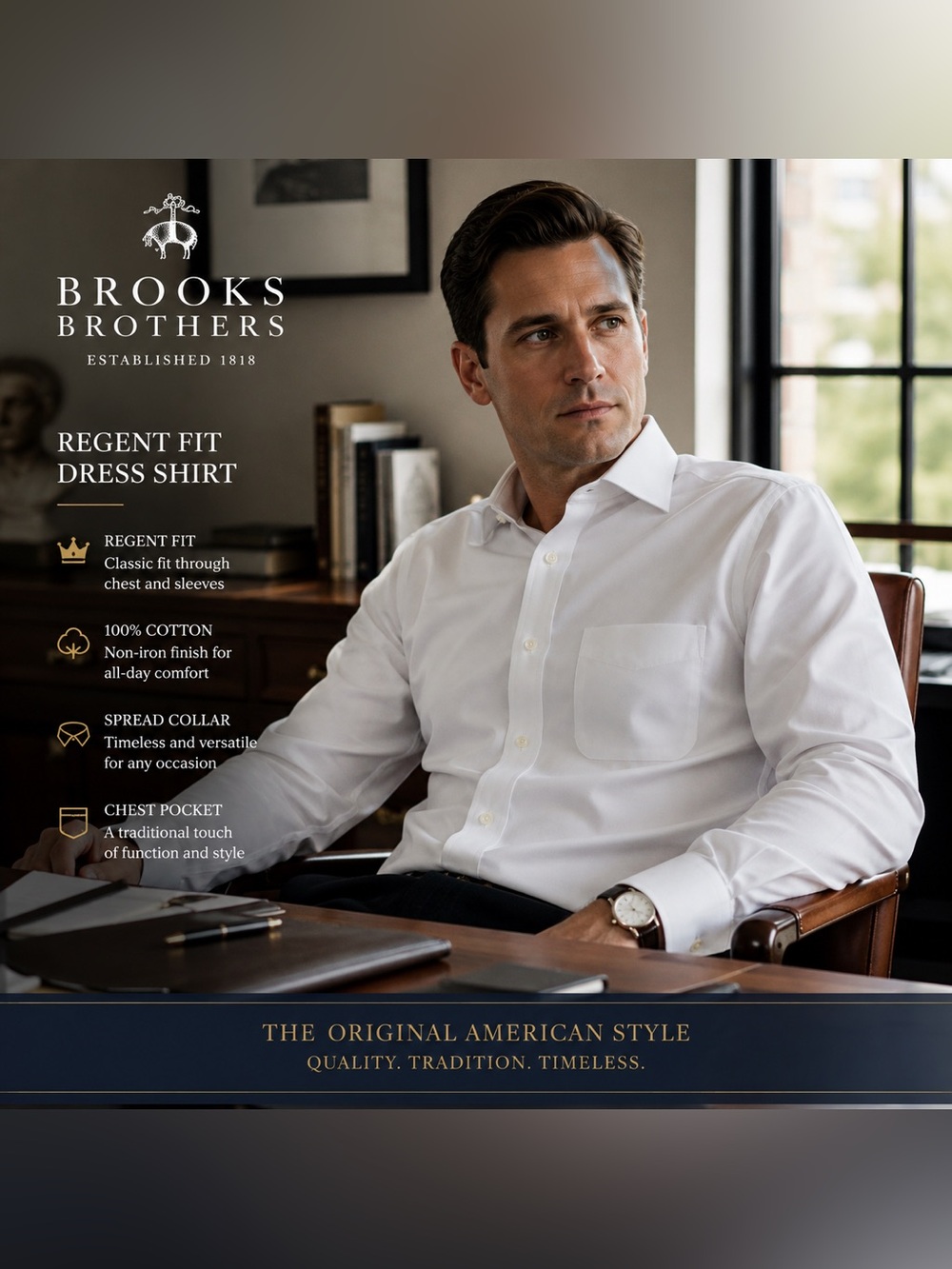 Brooks Brothers White Spread-Collar Dress Shirt